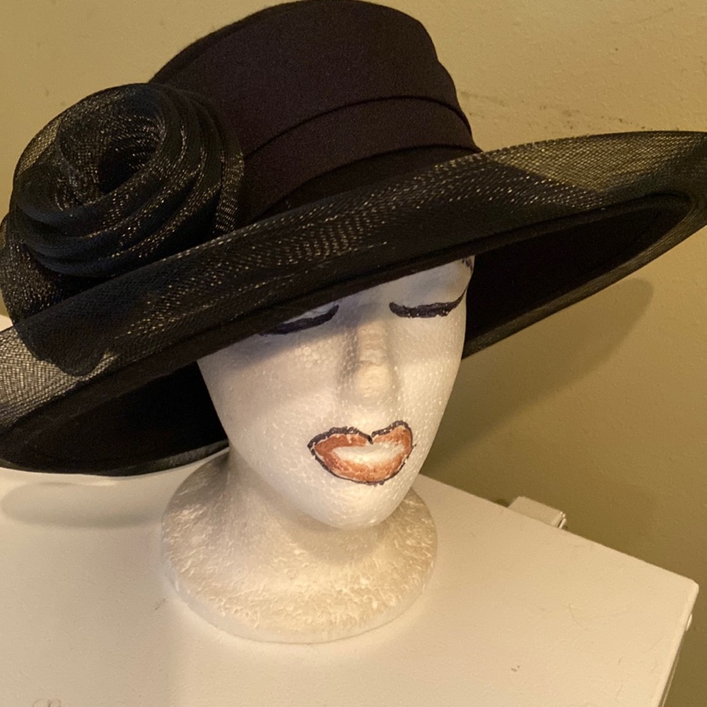 Beautiful Black Wool Church Dress Hat by Lily Lee